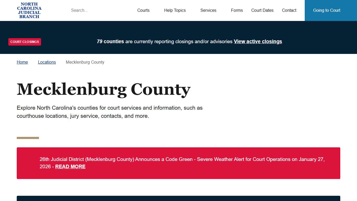 Mecklenburg County North Carolina Judicial Branch